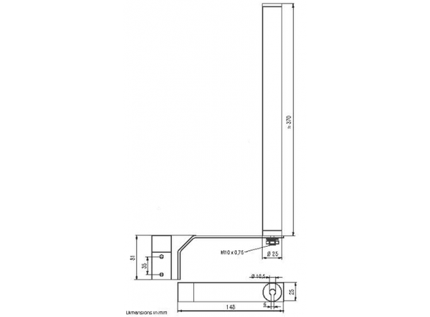 Scan baseantenne lett UHF 0 dBd 5 m RG-58 + FME-f
