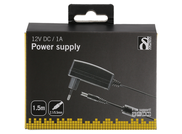 Strømadapter 230VAC/12VDC 100-240 VAC, 12VDC, 3A, 1,5m