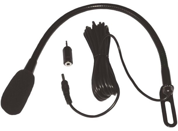 Svanehalsmikrofon m/4m kabel 3,5mm + 2,5mm plugg