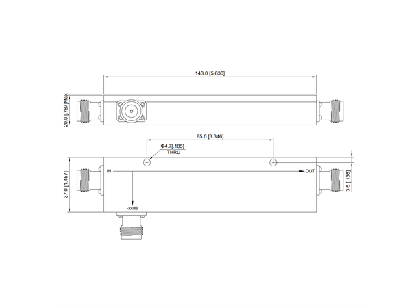 AlfaGear RF directional coupler 10dB, 350-520MHz, 200W, N-female