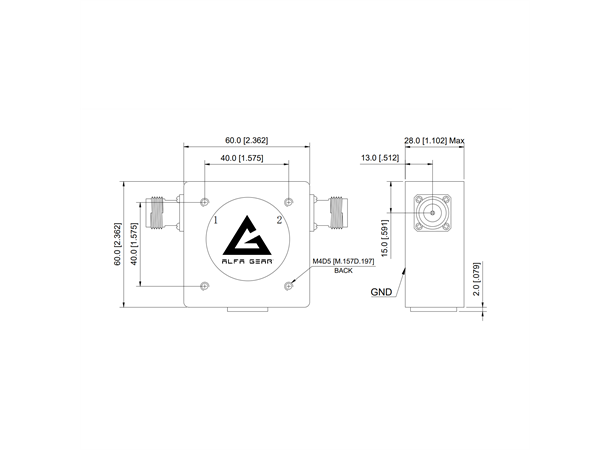 AlfaGear RF isolator enkel 136-174 MHz 100W/30W N Female