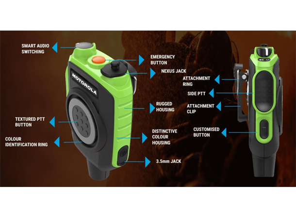 Motorola NX700 monofon Kort ledning (ca. 25 cm)