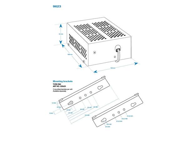 Mascot 9623 AC/DC 12 VDC Hella-kontakt Inn 198-264 VAC, ut 12 VDC